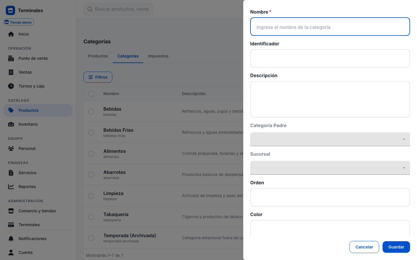 app Categoría — alta