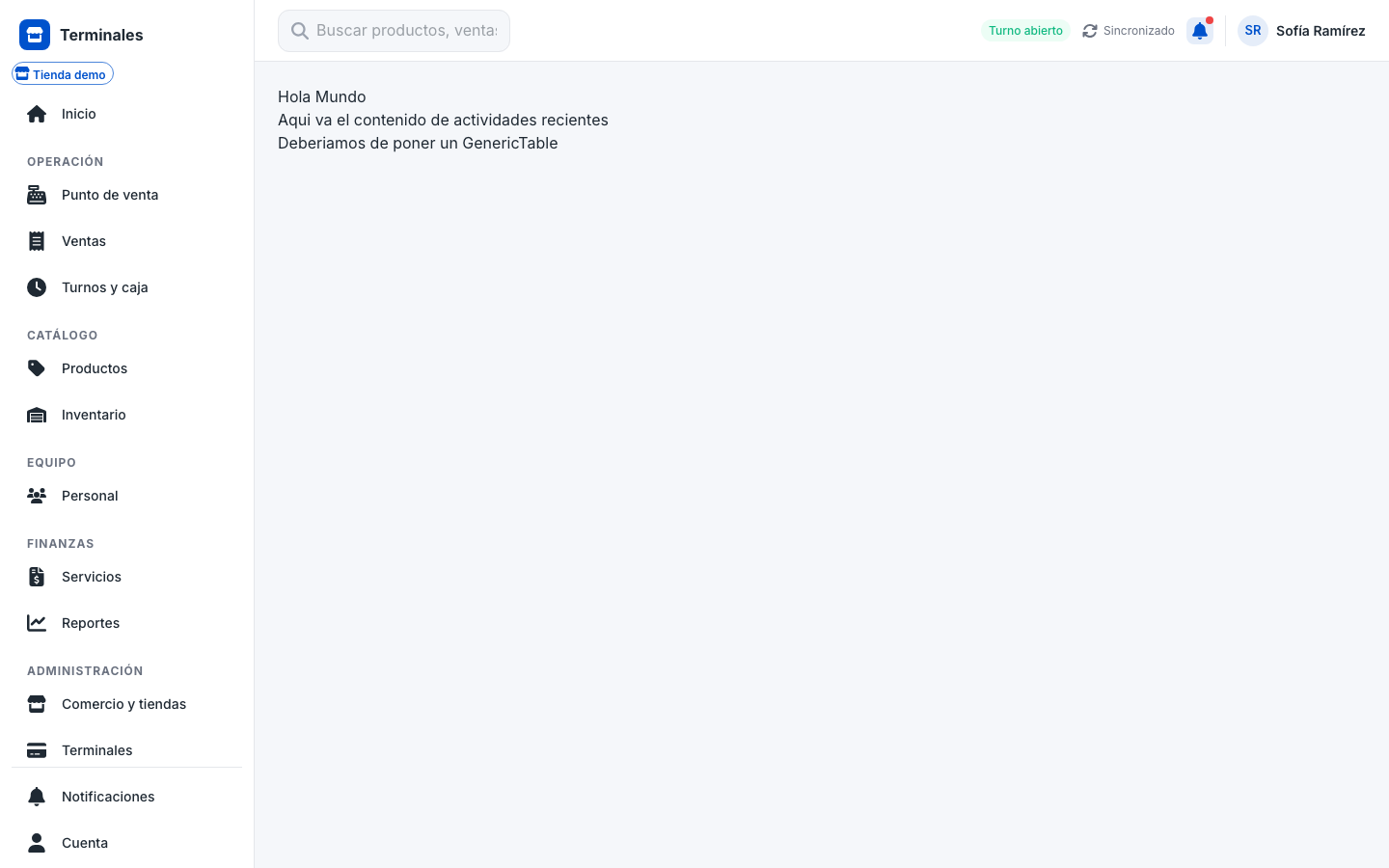 app Actividad reciente