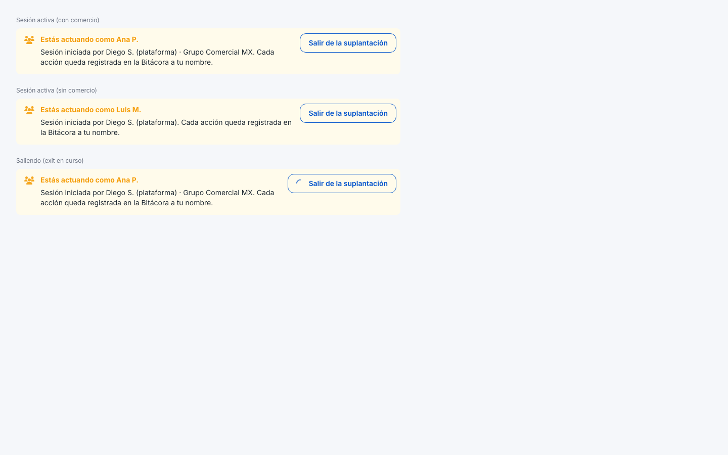 app Impersonation Banner