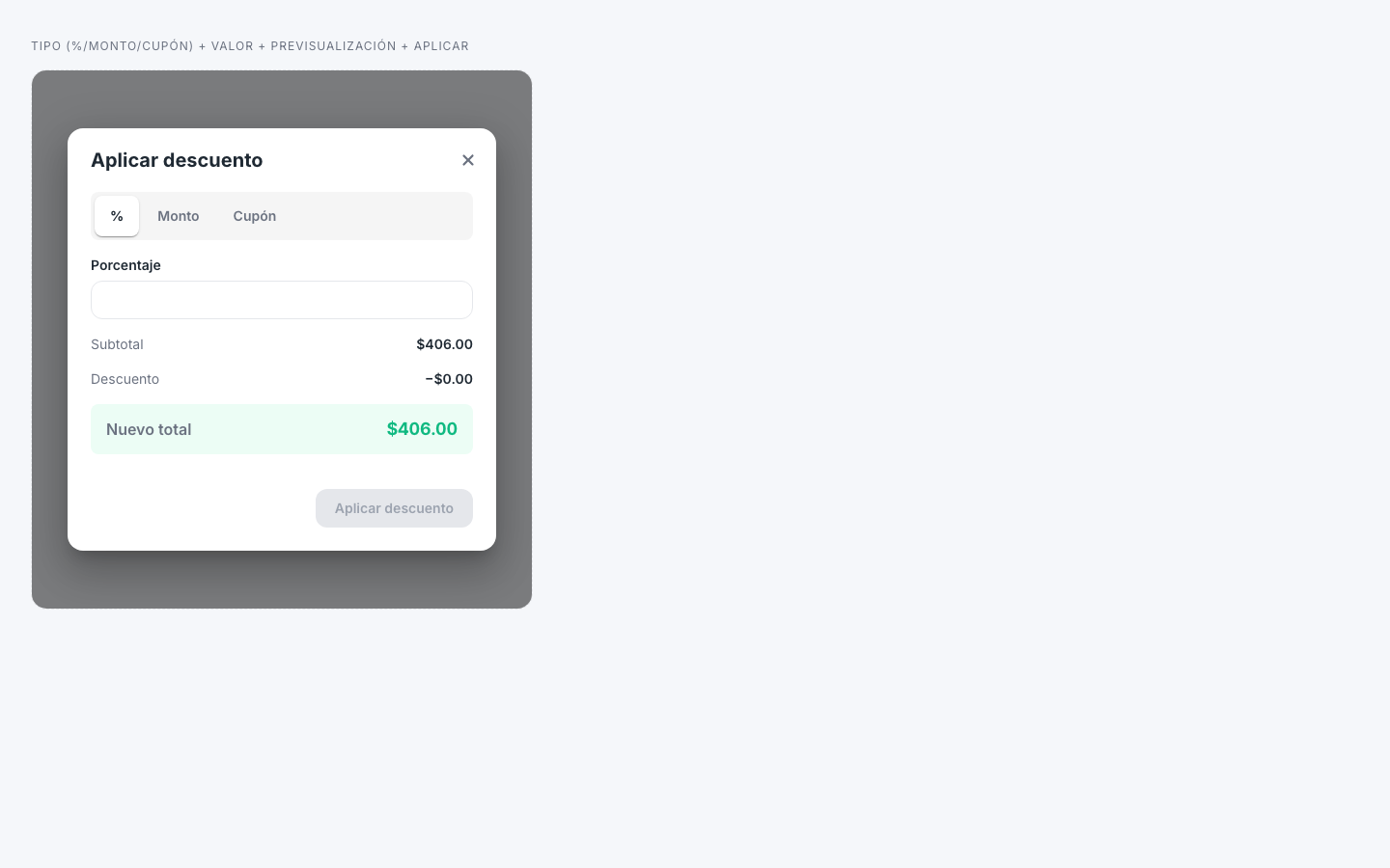 app POS — Discount Sheet