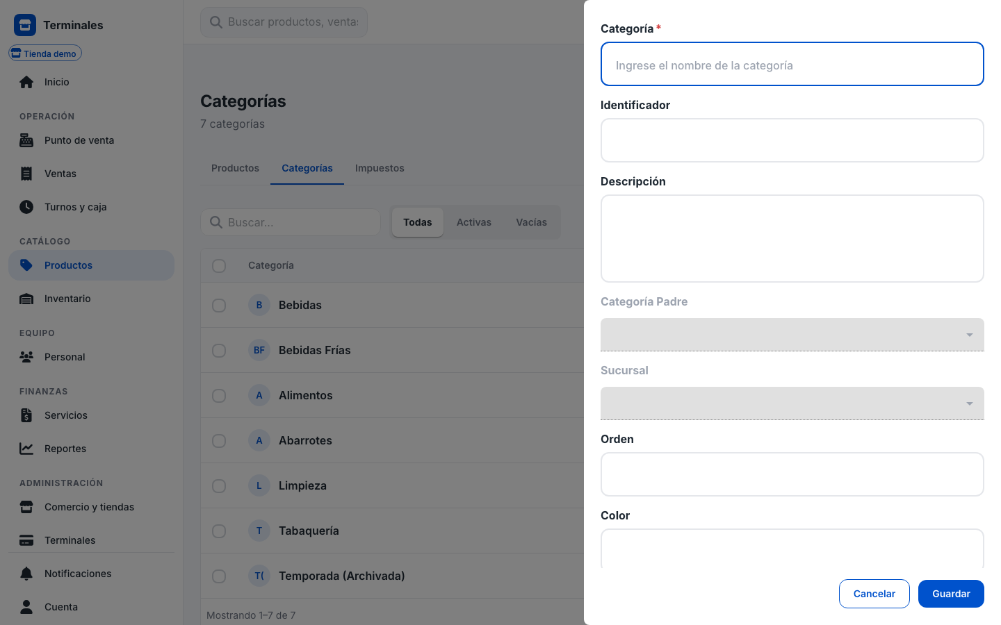 app Categoría — alta