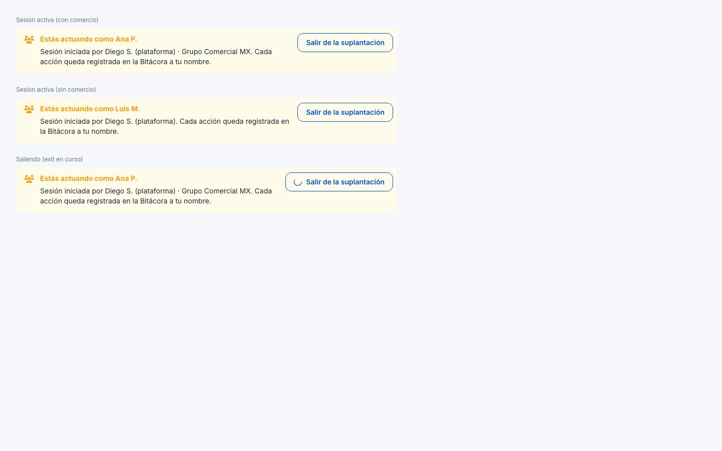 app Impersonation Banner