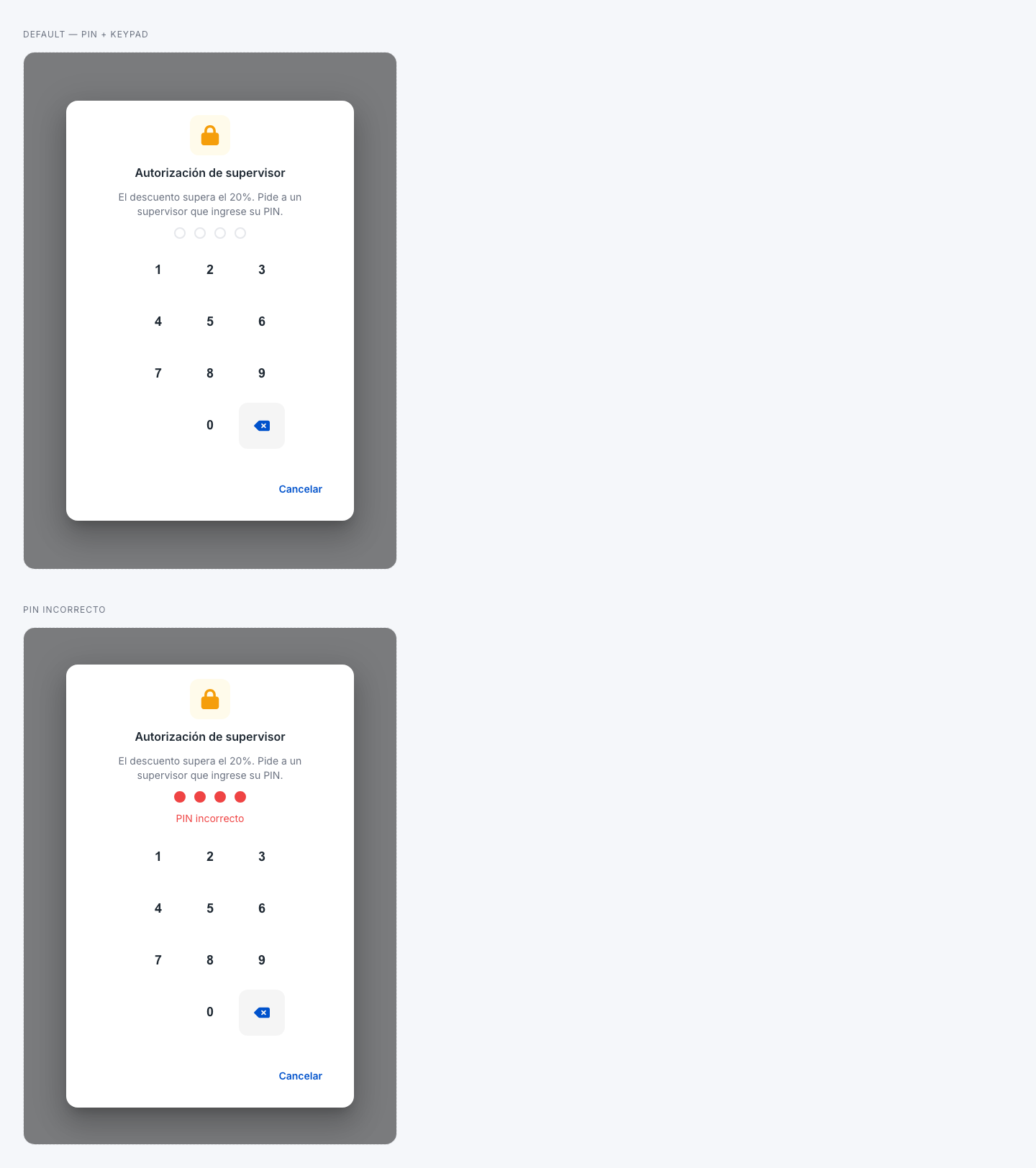 app POS — Approval Modal