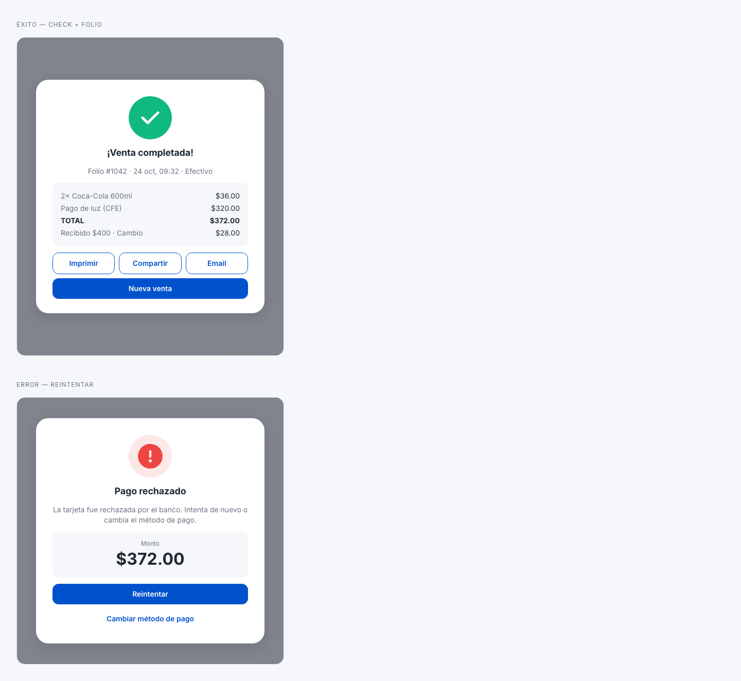 app POS — Result Modal